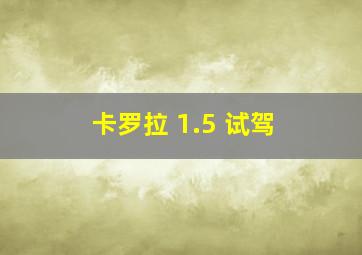 卡罗拉 1.5 试驾